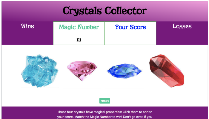 Responsive image crystal collector game