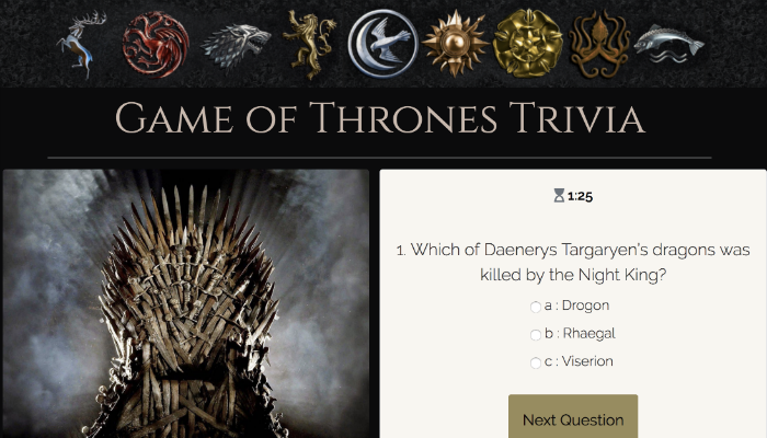 Responsive image Game of Thrones game